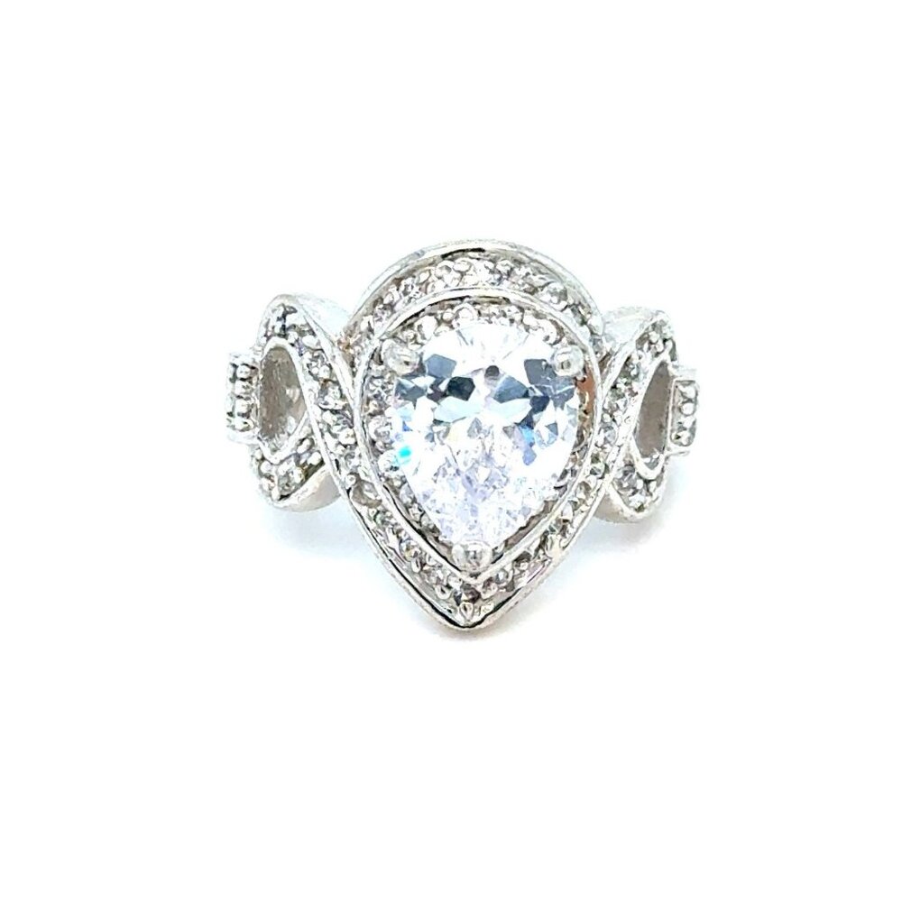 Teardrop Shaped Center Cz Ring